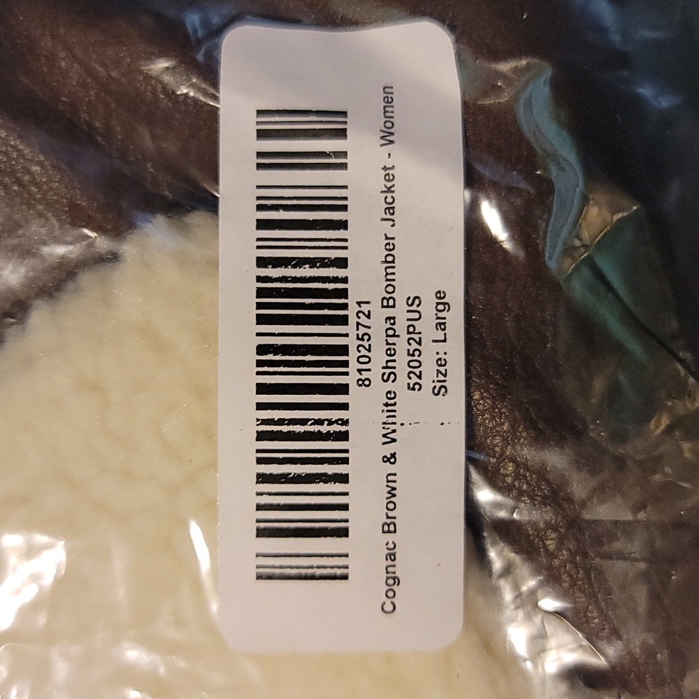 Cognac brown & white Sherpa Bomber Jacket